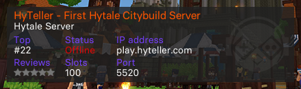HyTeller - First Hytale Citybuild Server